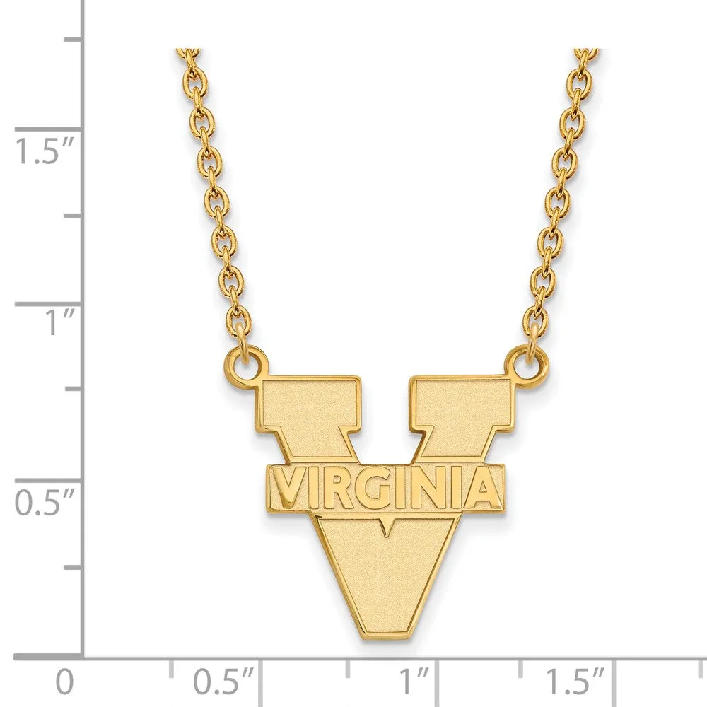 10k Yellow Gold U of Virginia Large 'V' Logo Pendant Necklace