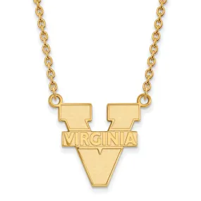 10k Yellow Gold U of Virginia Large 'V' Logo Pendant Necklace