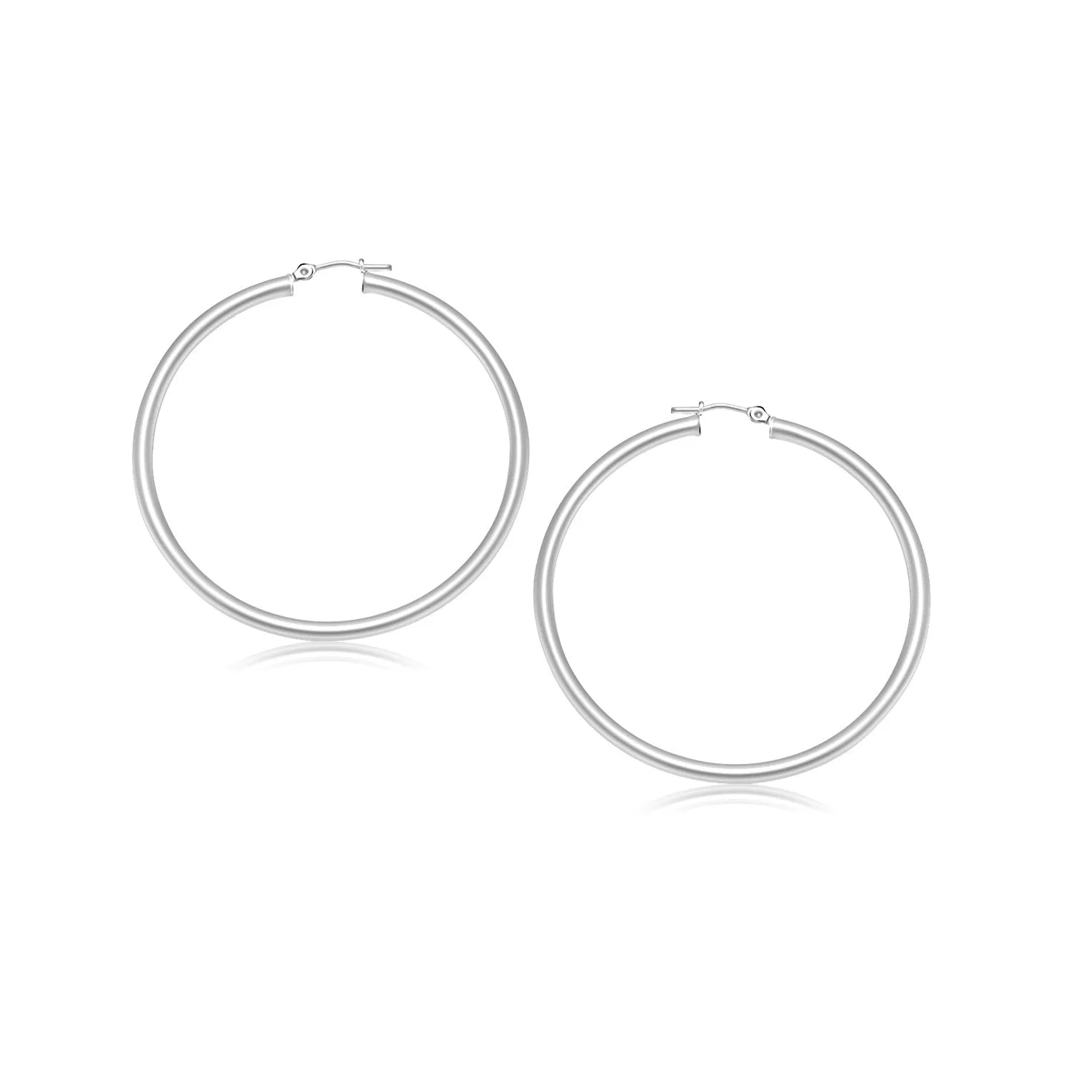 14k White Gold Polished Hoop Earrings (25 mm)-rx52339