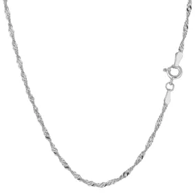 14k White Gold Singapore Chain Necklace, 1.7mm