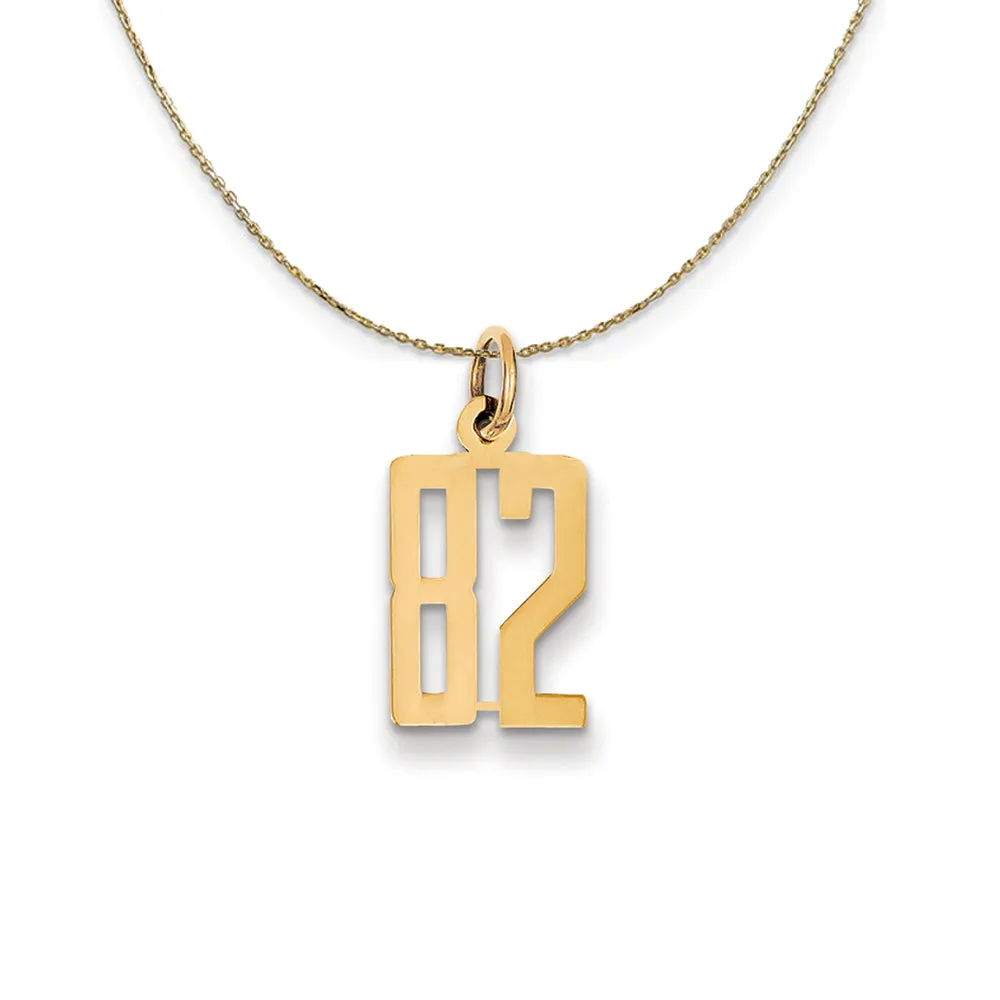 14k Yellow Gold, Alumni Small Elongated Number 82 Necklace