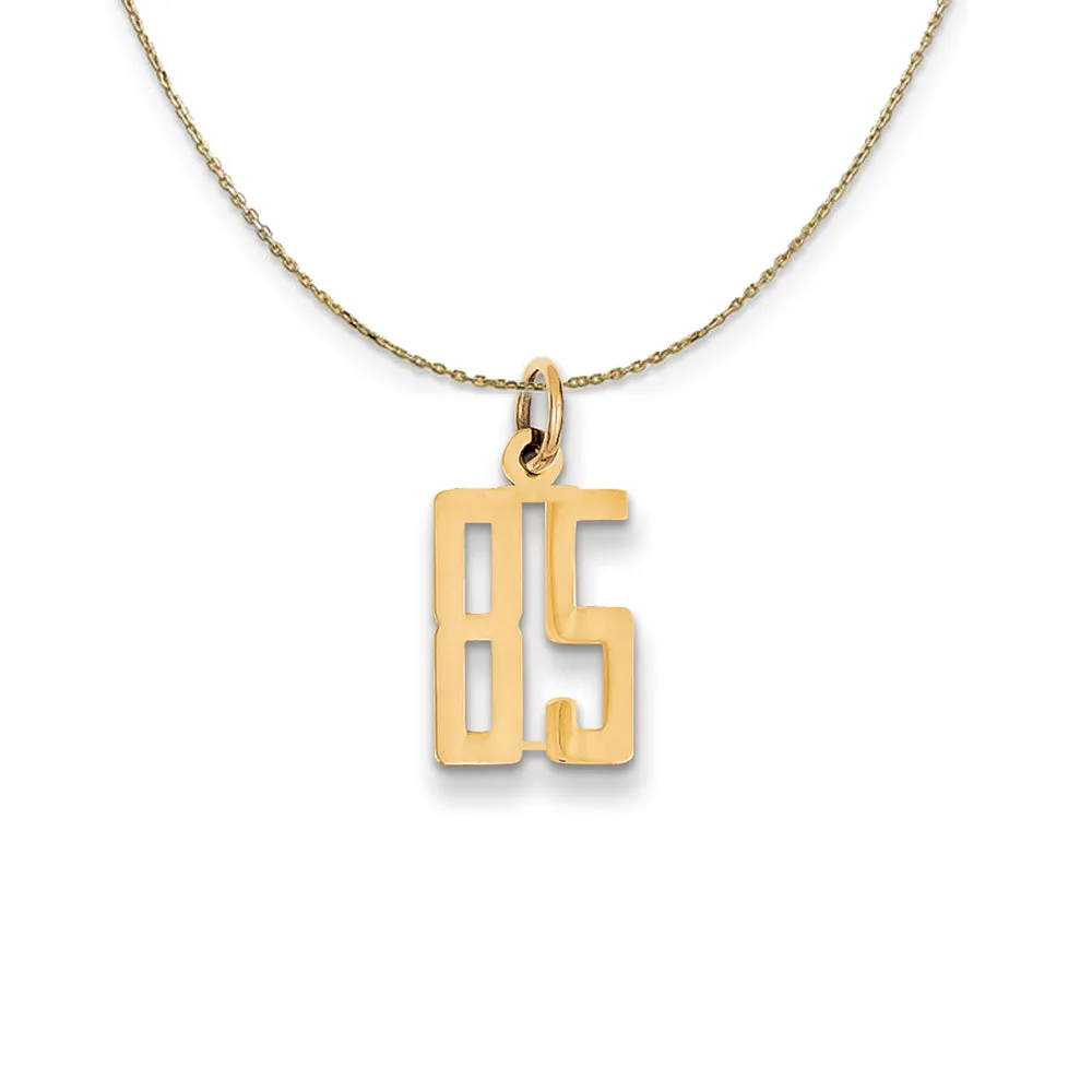 14k Yellow Gold, Alumni Small Elongated Number 85 Necklace