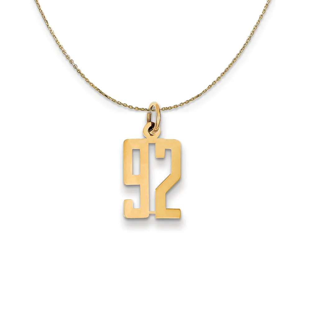 14k Yellow Gold, Alumni Small Elongated Number 92 Necklace