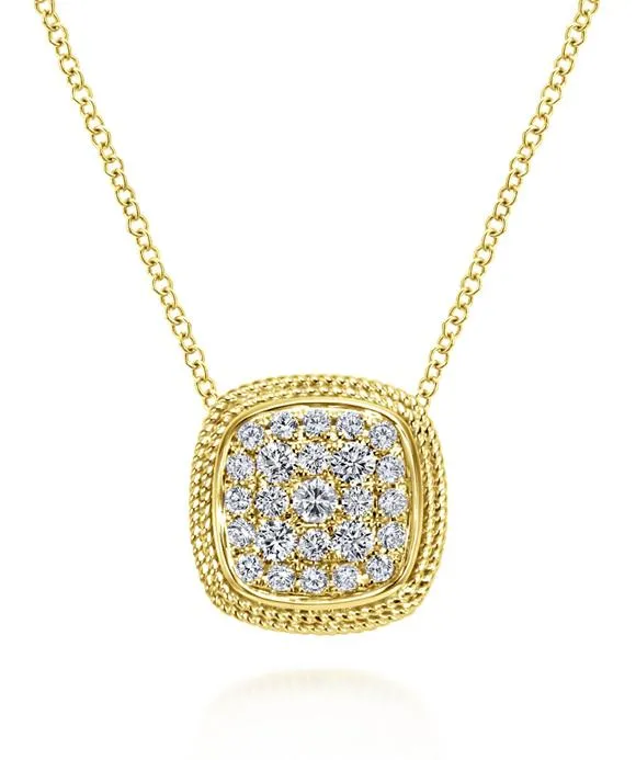 14K Yellow Gold Diamond Pendant Necklace