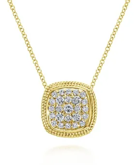 14K Yellow Gold Diamond Pendant Necklace