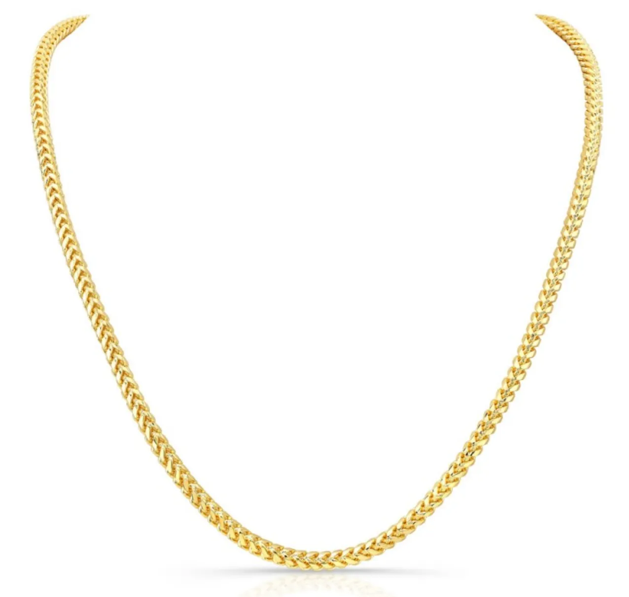 14K Yellow Gold Solid Franco Chain Necklace