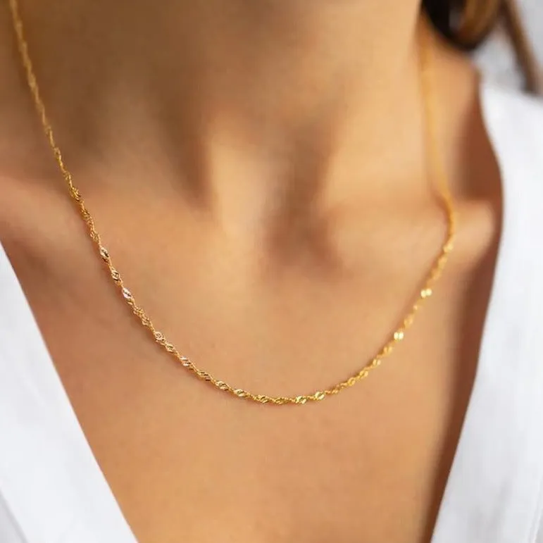 1.5mm Gold Disco Chain Necklace