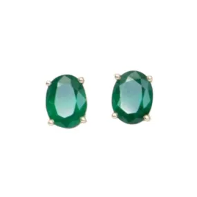 3.32ct Rich Green Oval Emerald Stud Earrings 14K Gold R3140