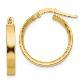 3mm, 14k Yellow Gold Polished Round Hoop Earrings, 18mm (11/16 Inch)