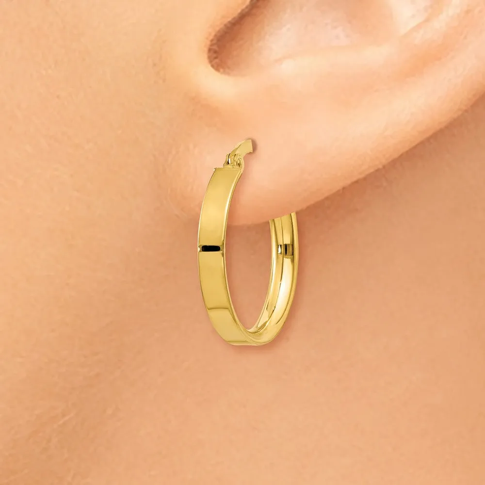 3mm, 14k Yellow Gold Polished Round Hoop Earrings, 18mm (11/16 Inch)