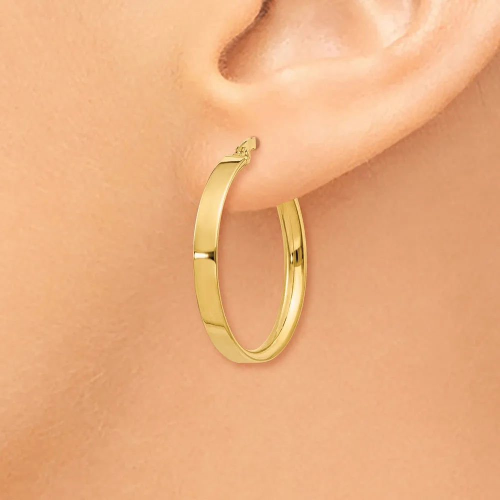 3mm, 14k Yellow Gold Polished Round Hoop Earrings, 22mm (7/8 Inch)