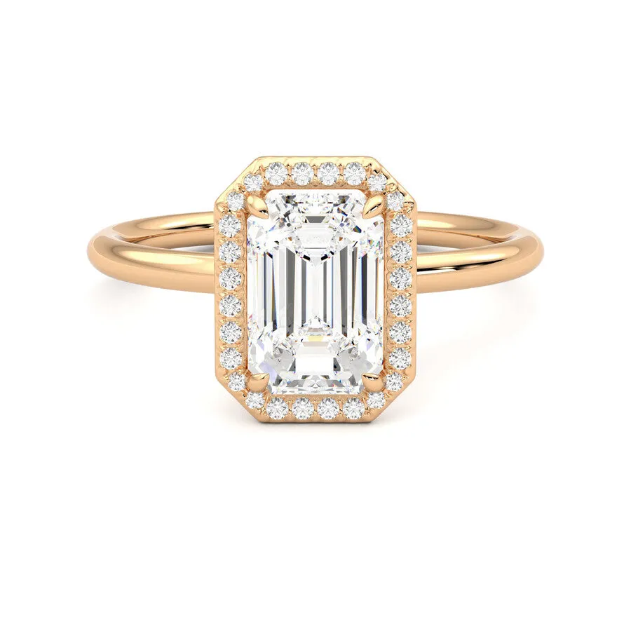 Anillo Brilliant Halo Diamante y Oro Rosa 18k