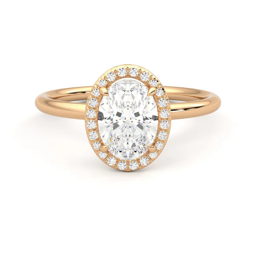 Anillo Brilliant Halo Diamante y Oro Rosa 18k