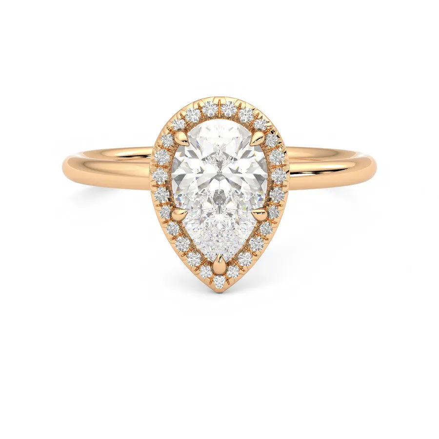 Anillo Brilliant Halo Diamante y Oro Rosa 18k