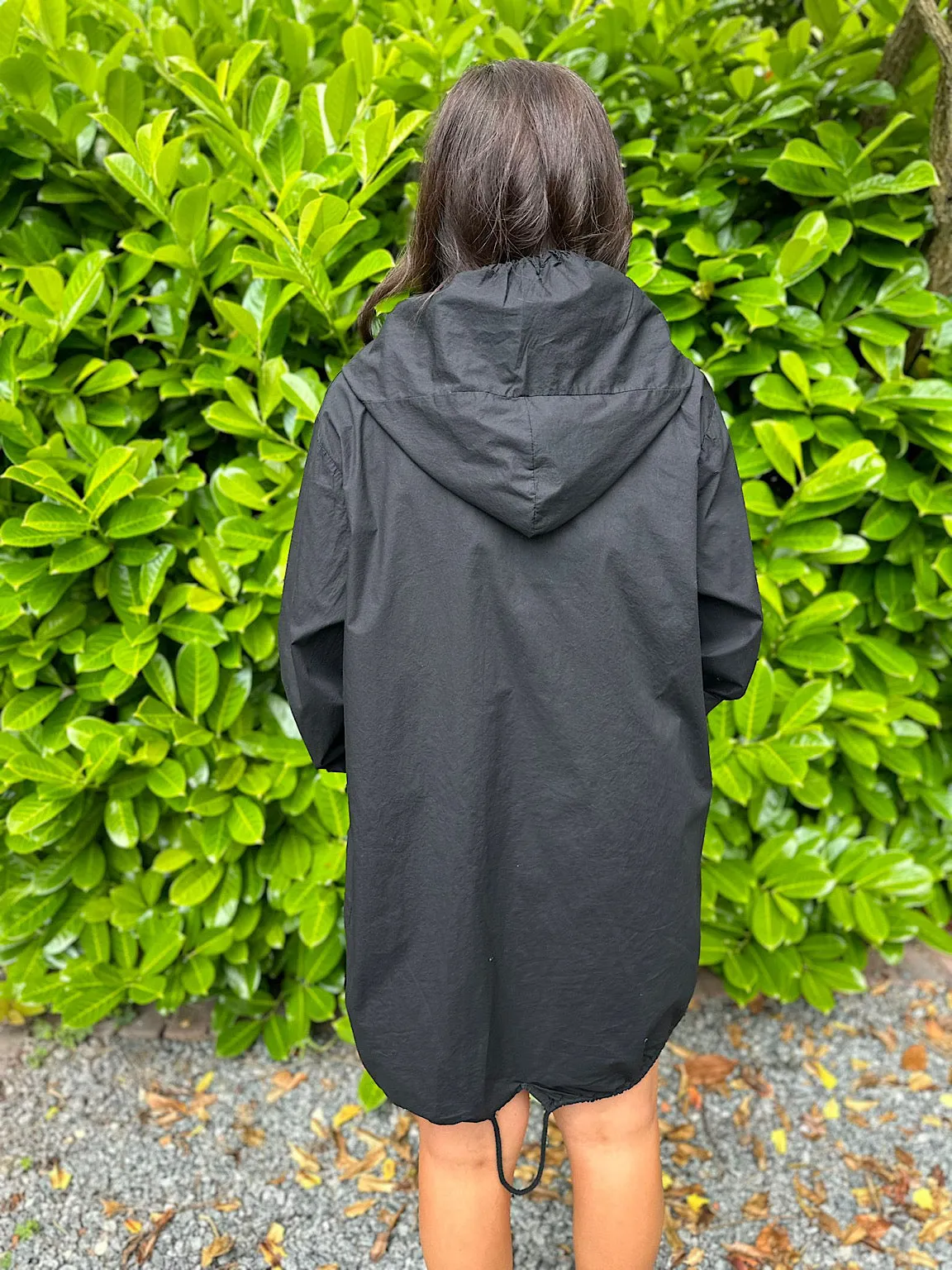 Black Lightweight Hooded Mac Giorgia