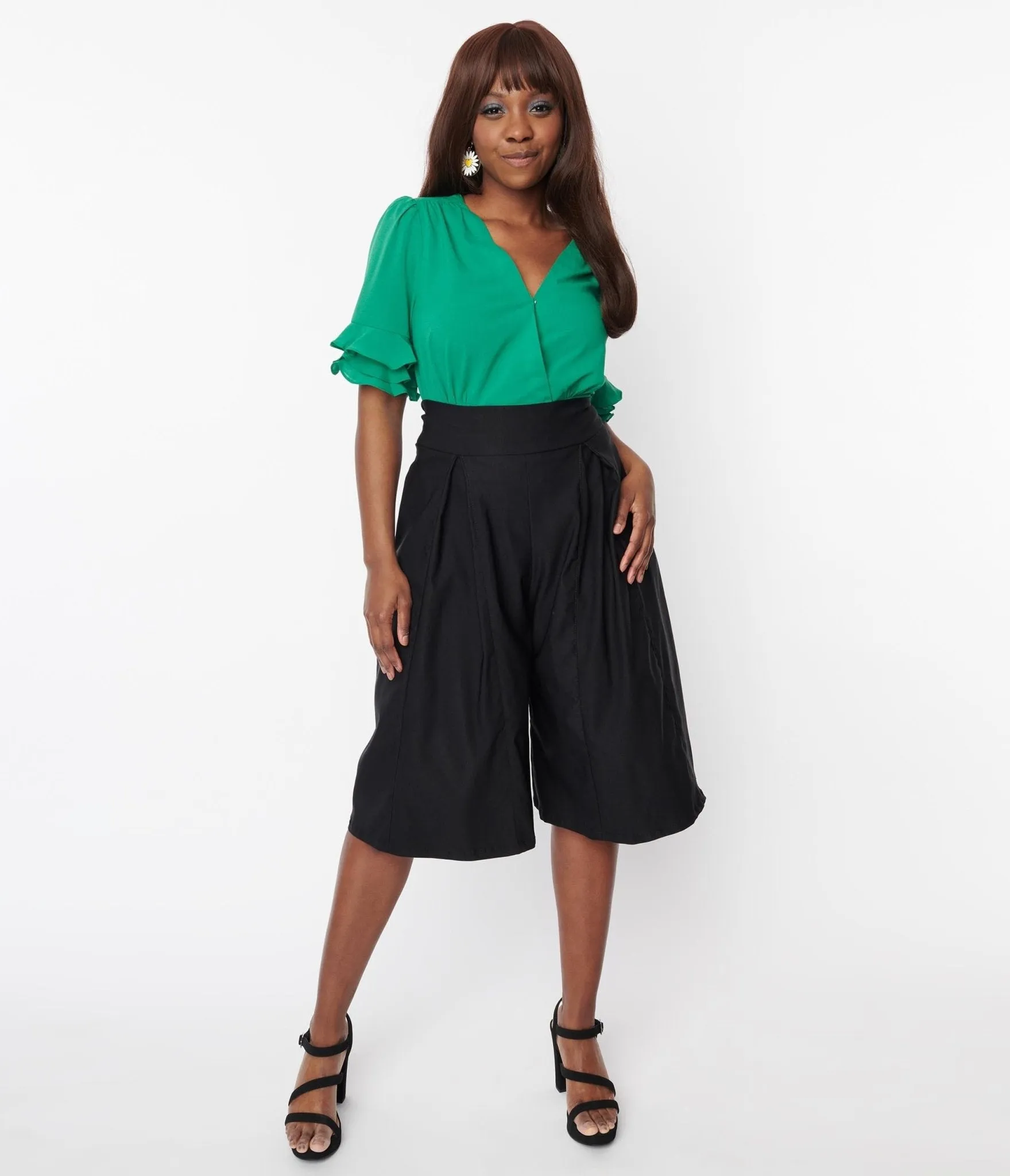 Black Wide Leg Abigail Culotte Pants