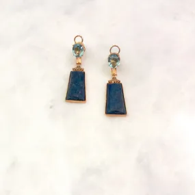 Blue Topaz Stud with Citrine & Lapiz Lazuli Twinset Earrings