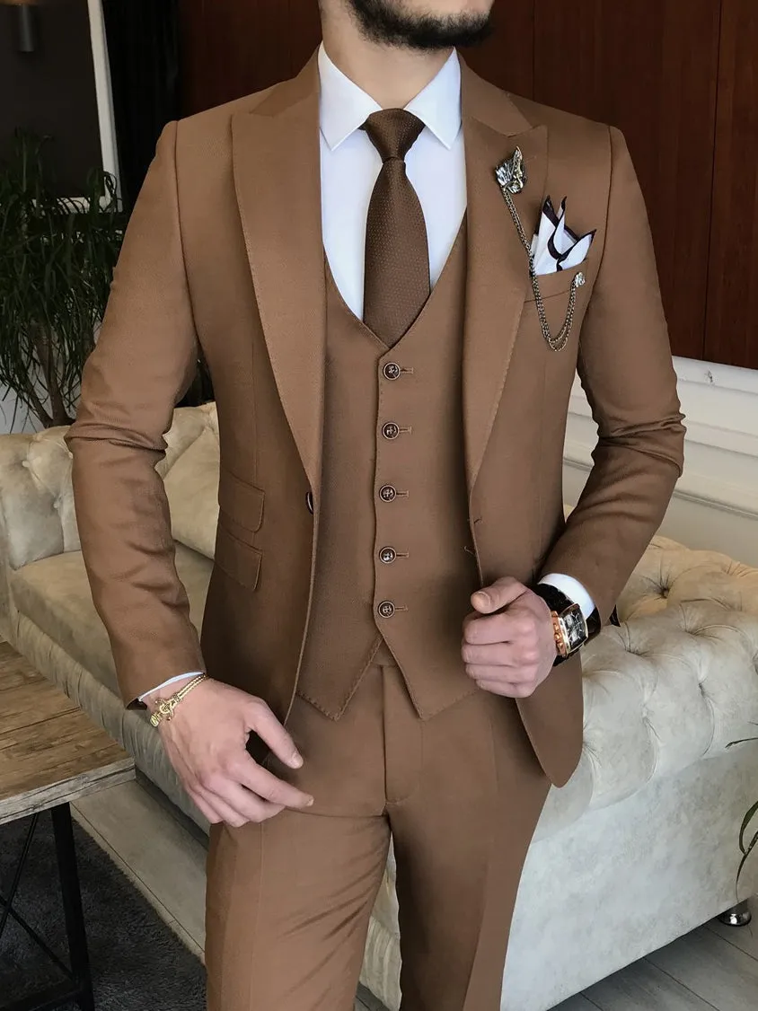 Bojoni Cagliari Brown Slim-Fit Suit 3-Piece