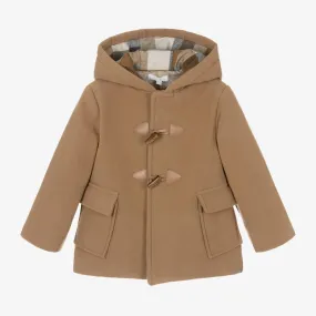 Boys Beige Hooded Duffle Coat