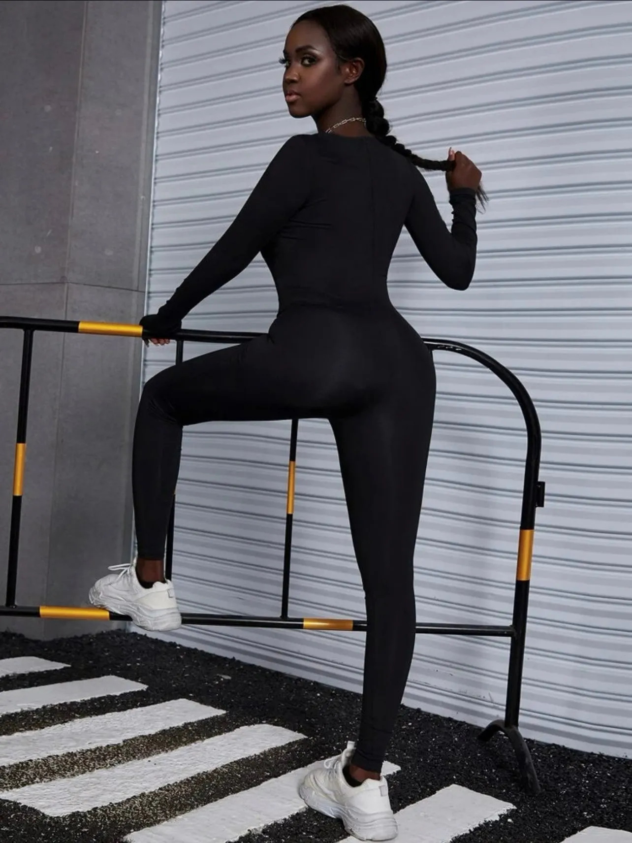 Brooklyn Crew Neck Long Sleeve Jumpsuit