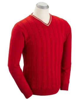 Cable-Front V-Neck Sweater