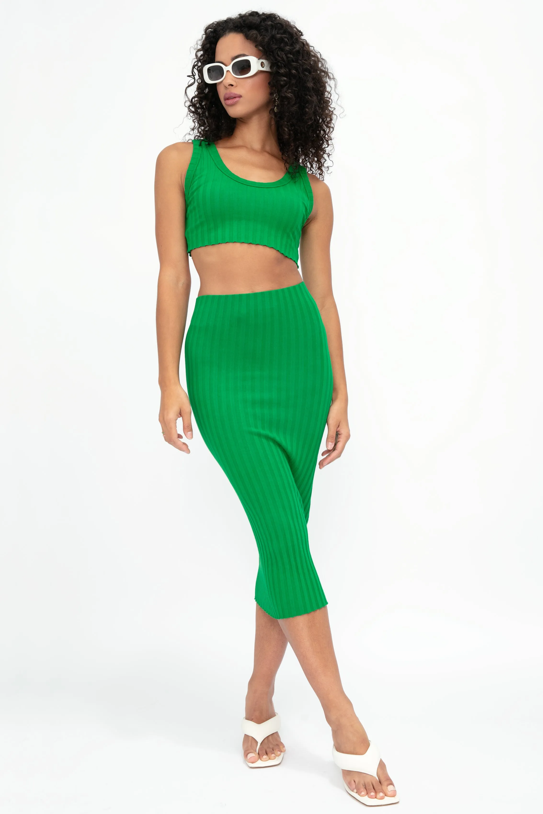 Capri Crop Tank in Kelly Green