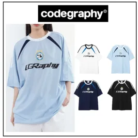 Code graphy  |Unisex Street Style Short Sleeves Oversized Logo T-Shirts