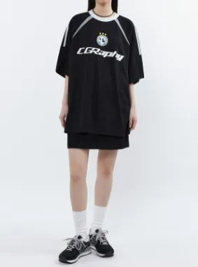 Code graphy  |Unisex Street Style Short Sleeves Oversized Logo T-Shirts