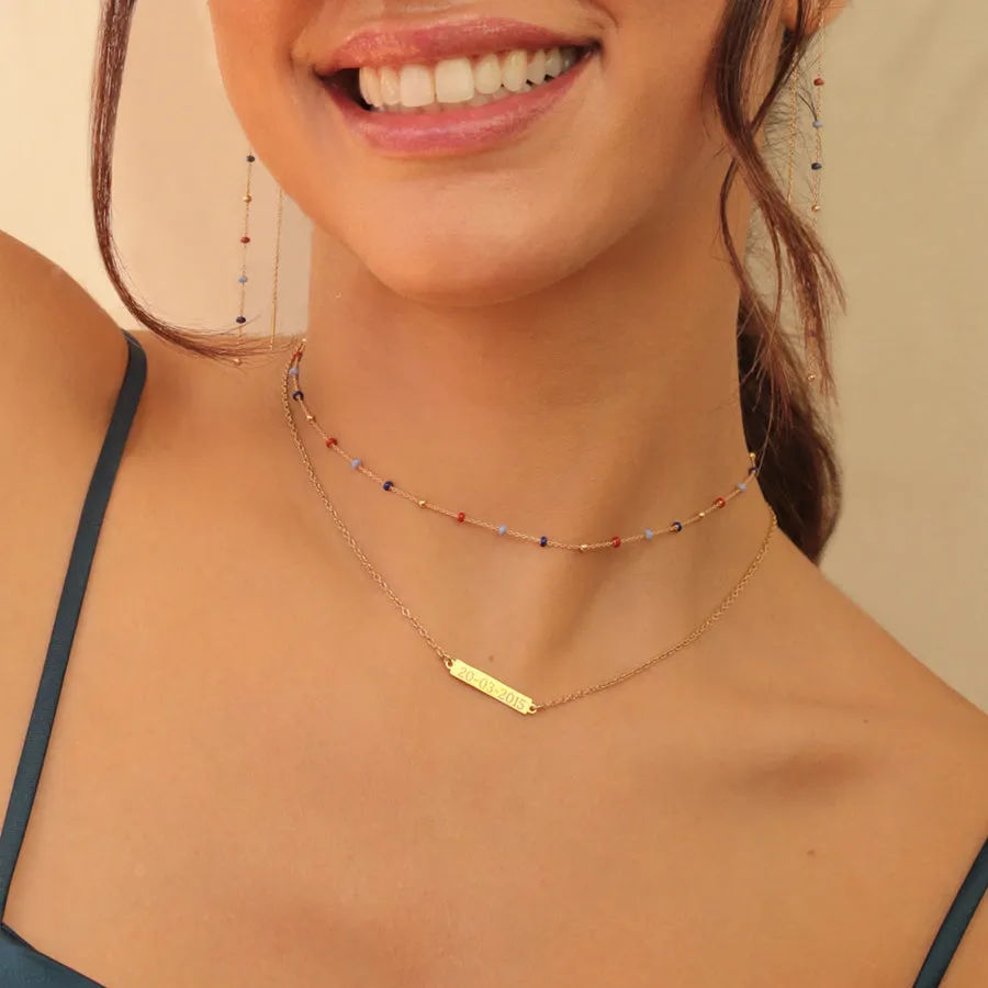 Collar Personalizable Medalla Rectangular Oro