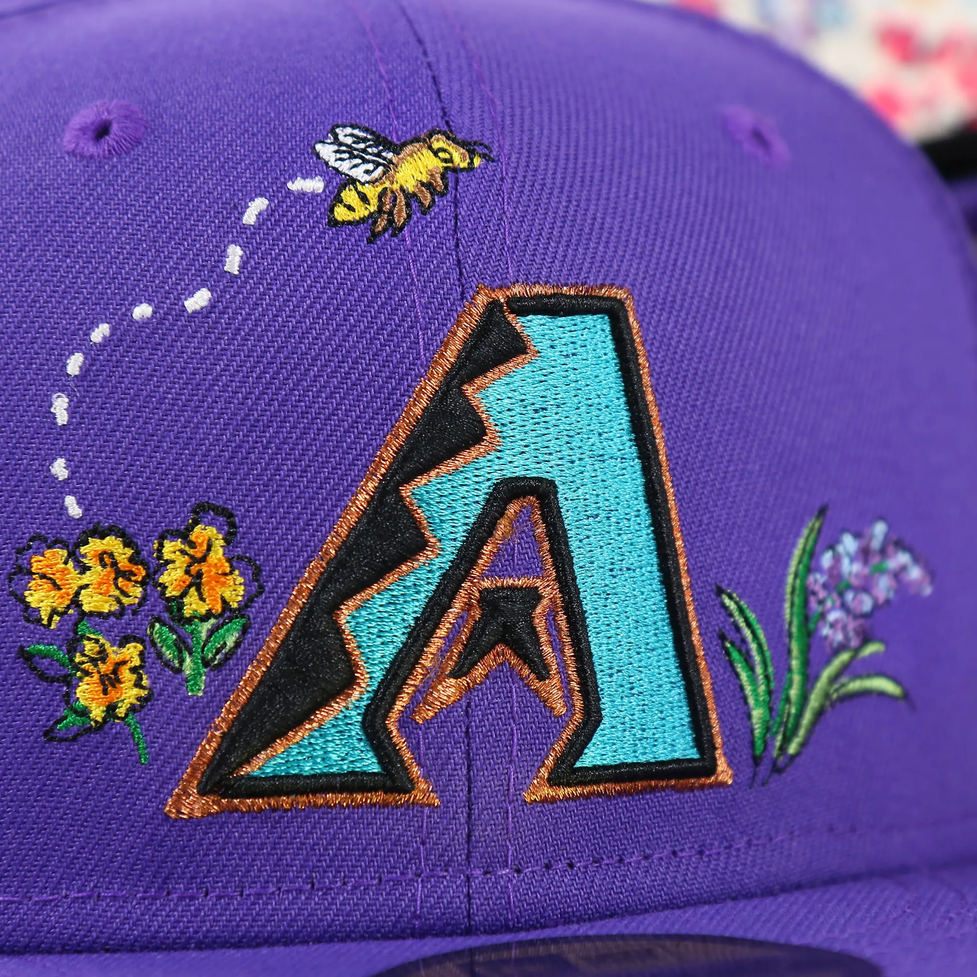 Cooperstown Arizona Diamondbacks Floral Print Undervisor Spring Embroidery 59Fifty Fitted Cap | Purple 59Fifty Cap