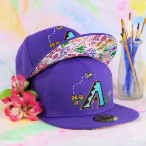 Cooperstown Arizona Diamondbacks Floral Print Undervisor Spring Embroidery 59Fifty Fitted Cap | Purple 59Fifty Cap