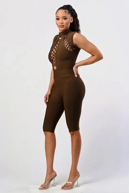 CRIS CROSS SEXY BANDAGE ROMPER