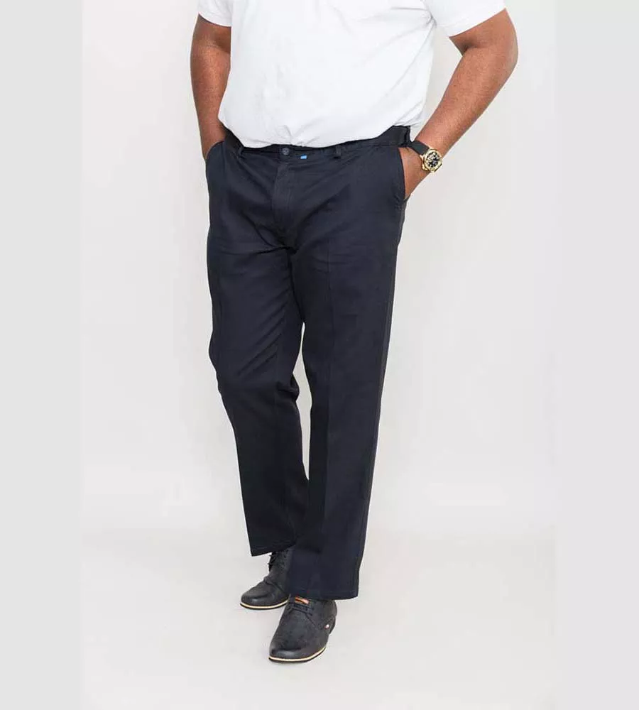 D555 Big Mens Indigo Stretch Chino Pant With Xtenda Waist (BRUNO INDIGO )