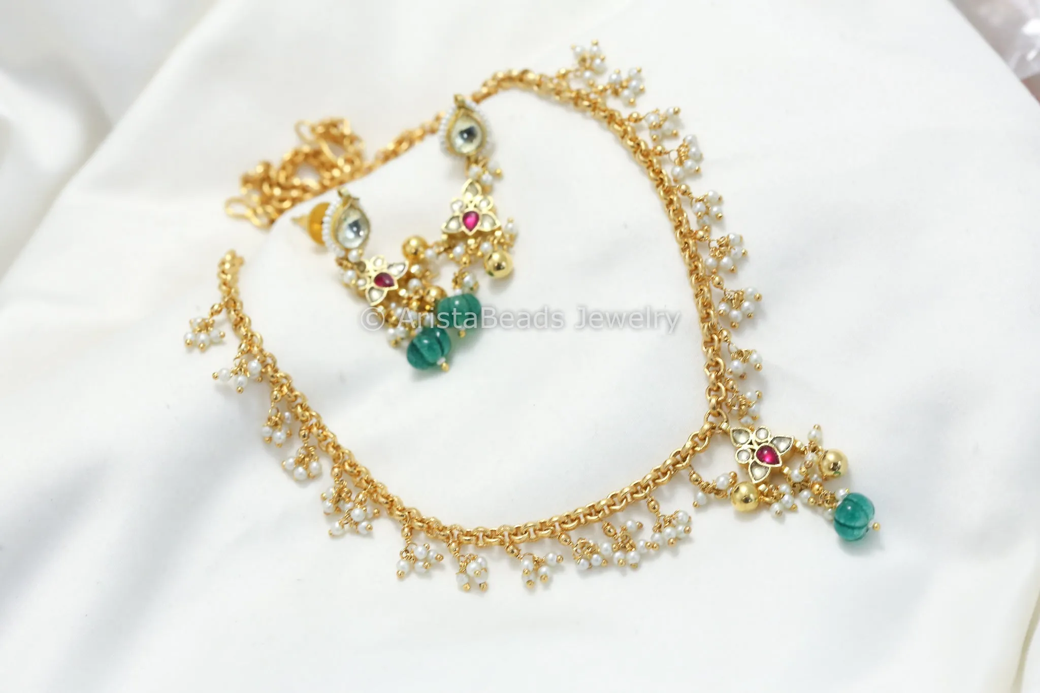 Dainty Pachi Kundan Necklace Set (ABJ-N101-43)