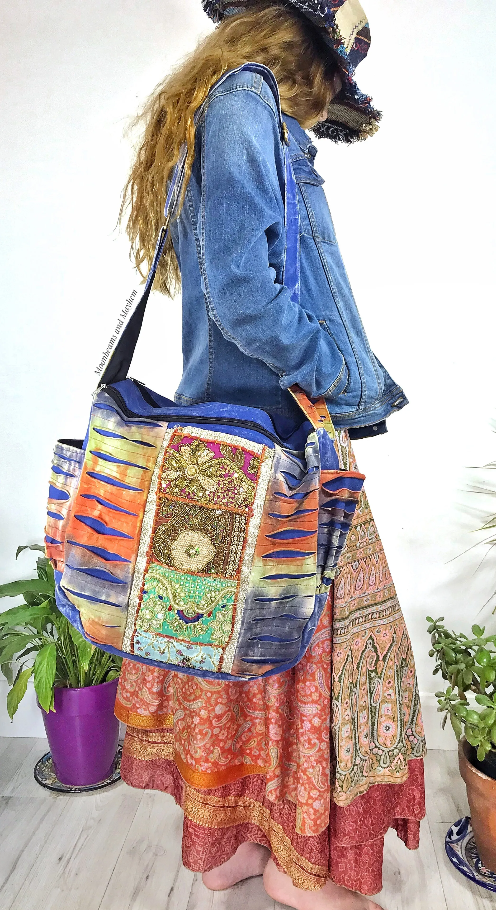 DIVINE DENIM BLUE NEW AGE OVERSIZED TOTE / SHOULDER BAG