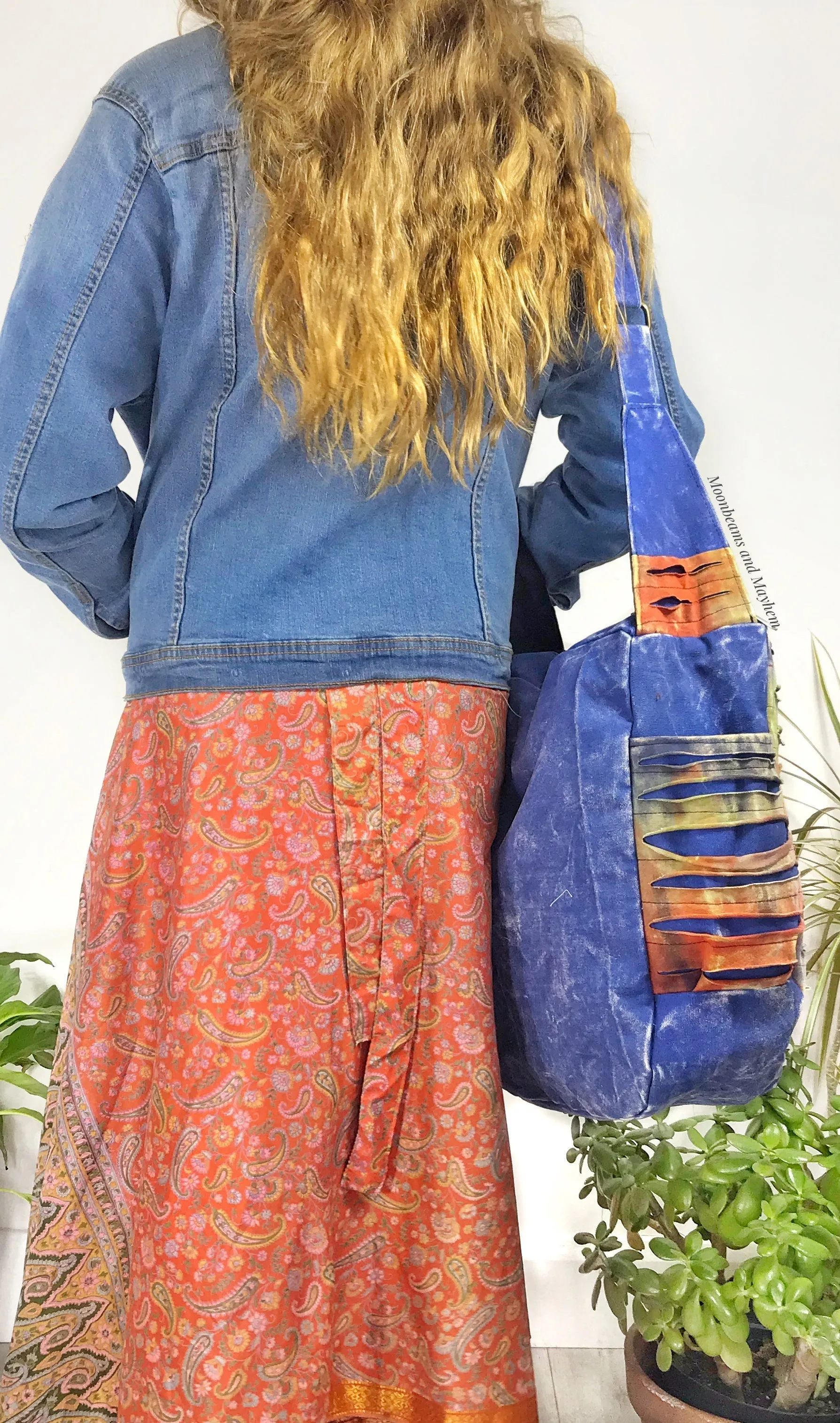 DIVINE DENIM BLUE NEW AGE OVERSIZED TOTE / SHOULDER BAG