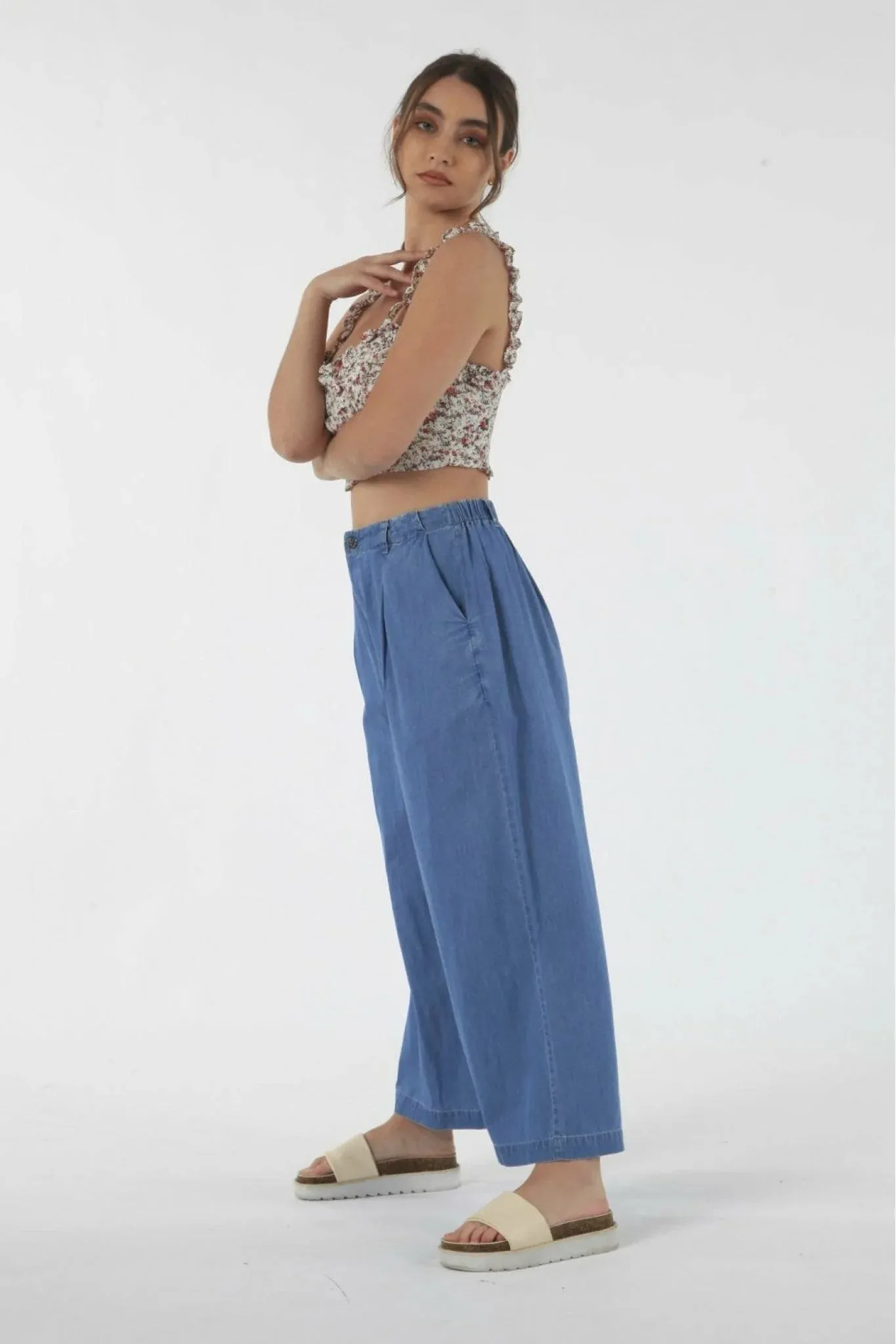 Double Second Blue Chambray Pants