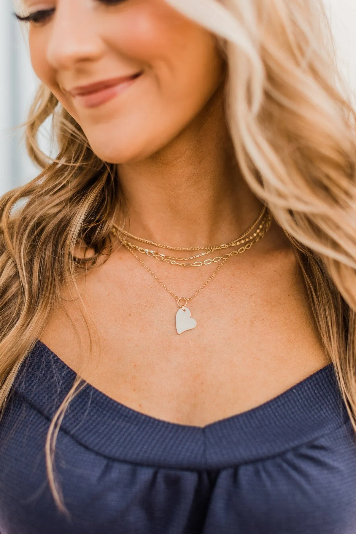 Elevated Style Tiered Heart Necklace- Gold