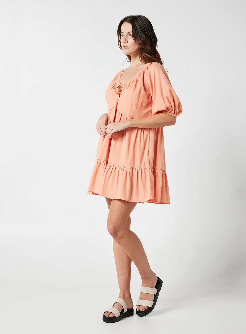 Eloise Smock Dress-CORAL