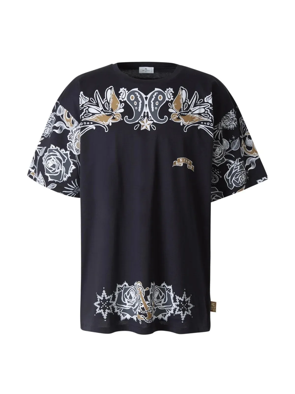 ETRO  |Crew Neck Cotton Short Sleeves Logo Luxury