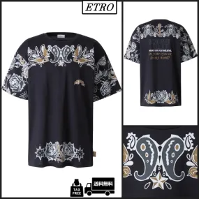 ETRO  |Crew Neck Cotton Short Sleeves Logo Luxury