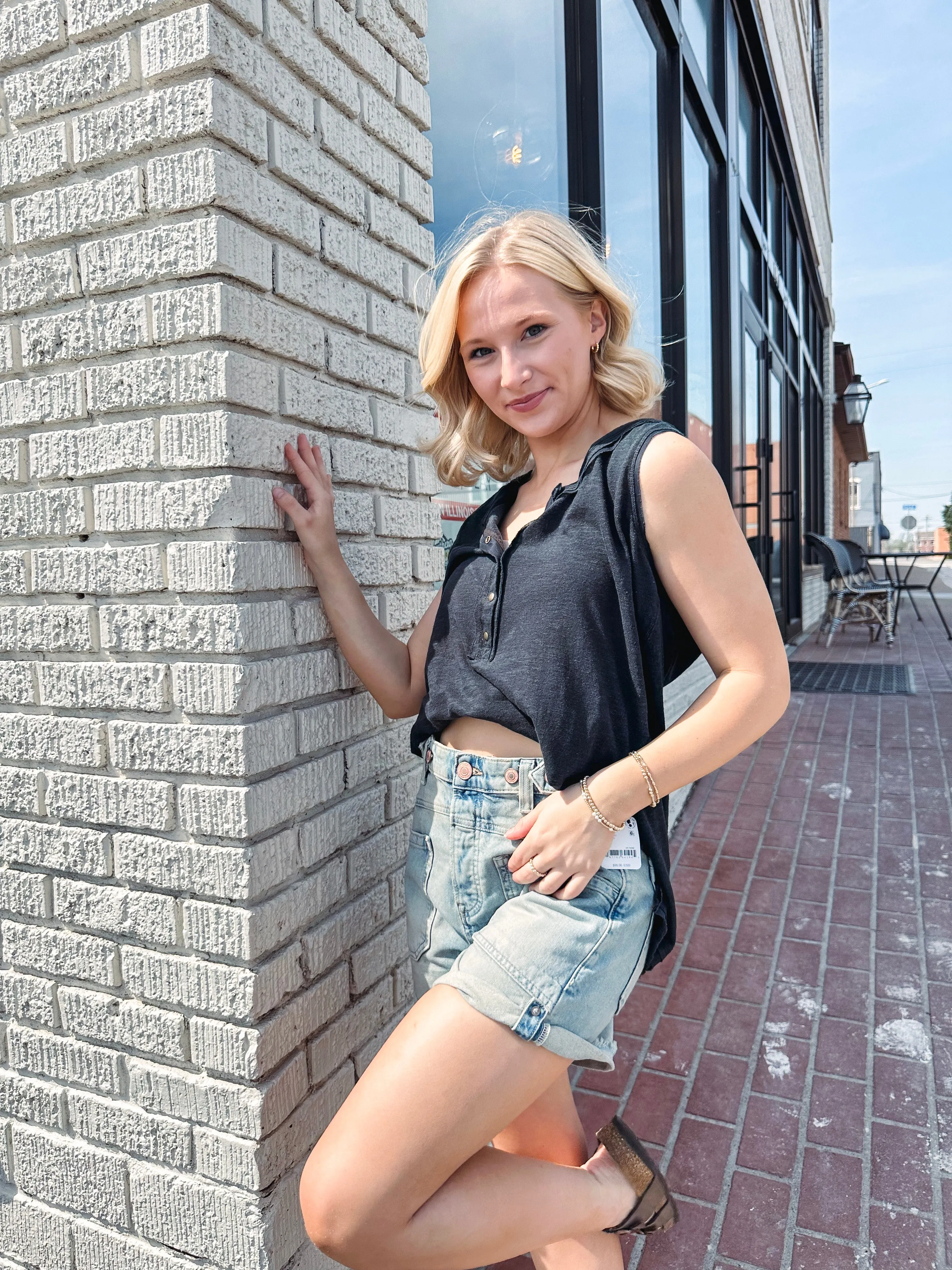 Free People Love Language Solid Tank-- Black