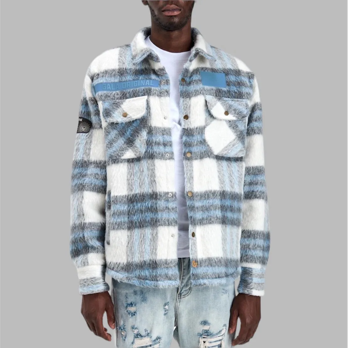 Gala Fury Fleece Flannel Jacket Grey Ice