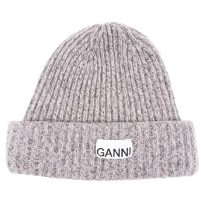 Ganni Pink and Grey Toque Hat - XS