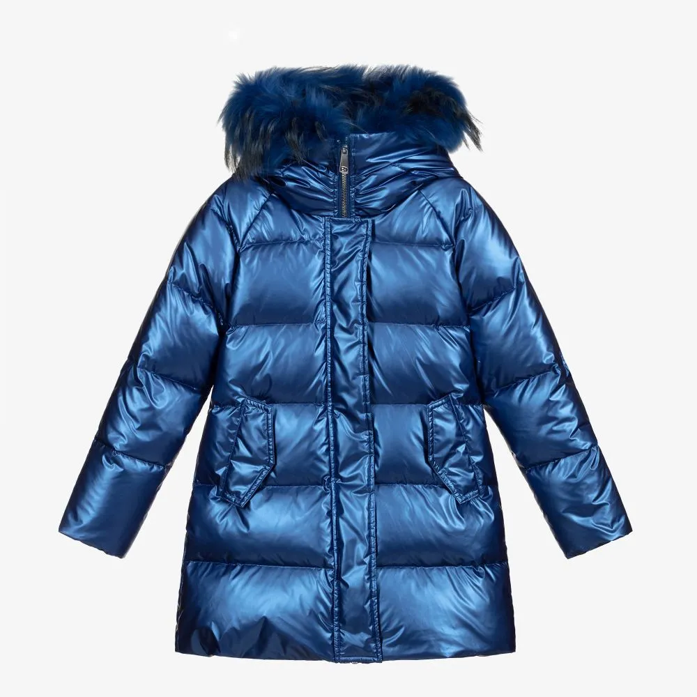 Girls Blue Down Filled Coat