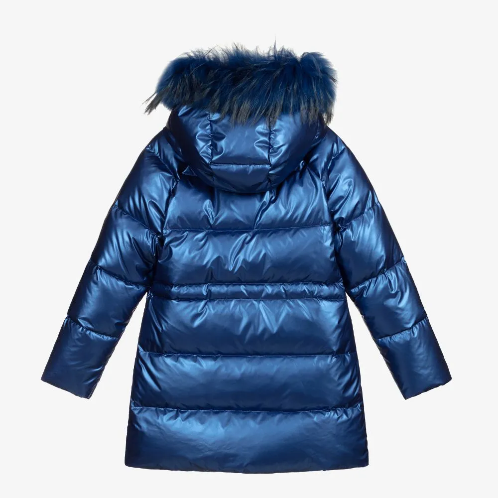 Girls Blue Down Filled Coat