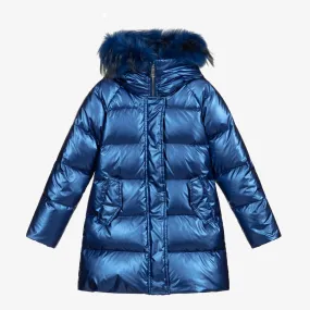 Girls Blue Down Filled Coat