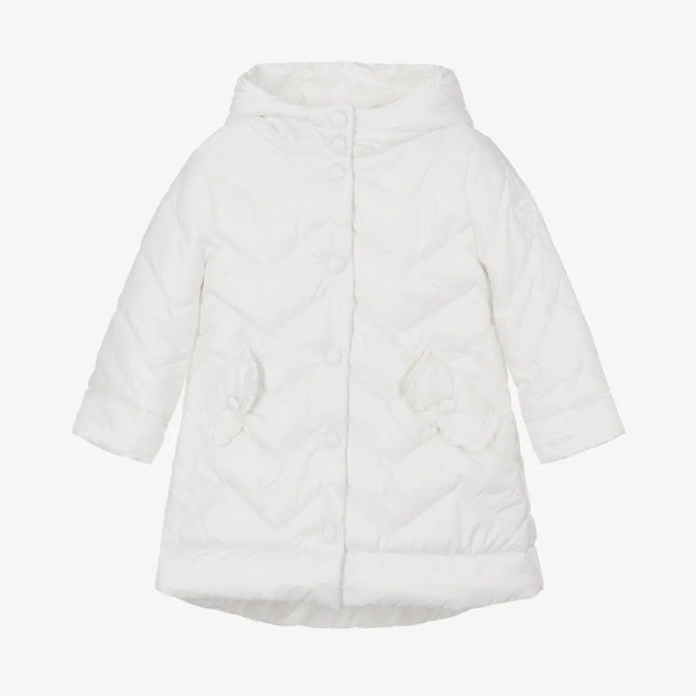 Girls Ivory Padded Hooded Coat