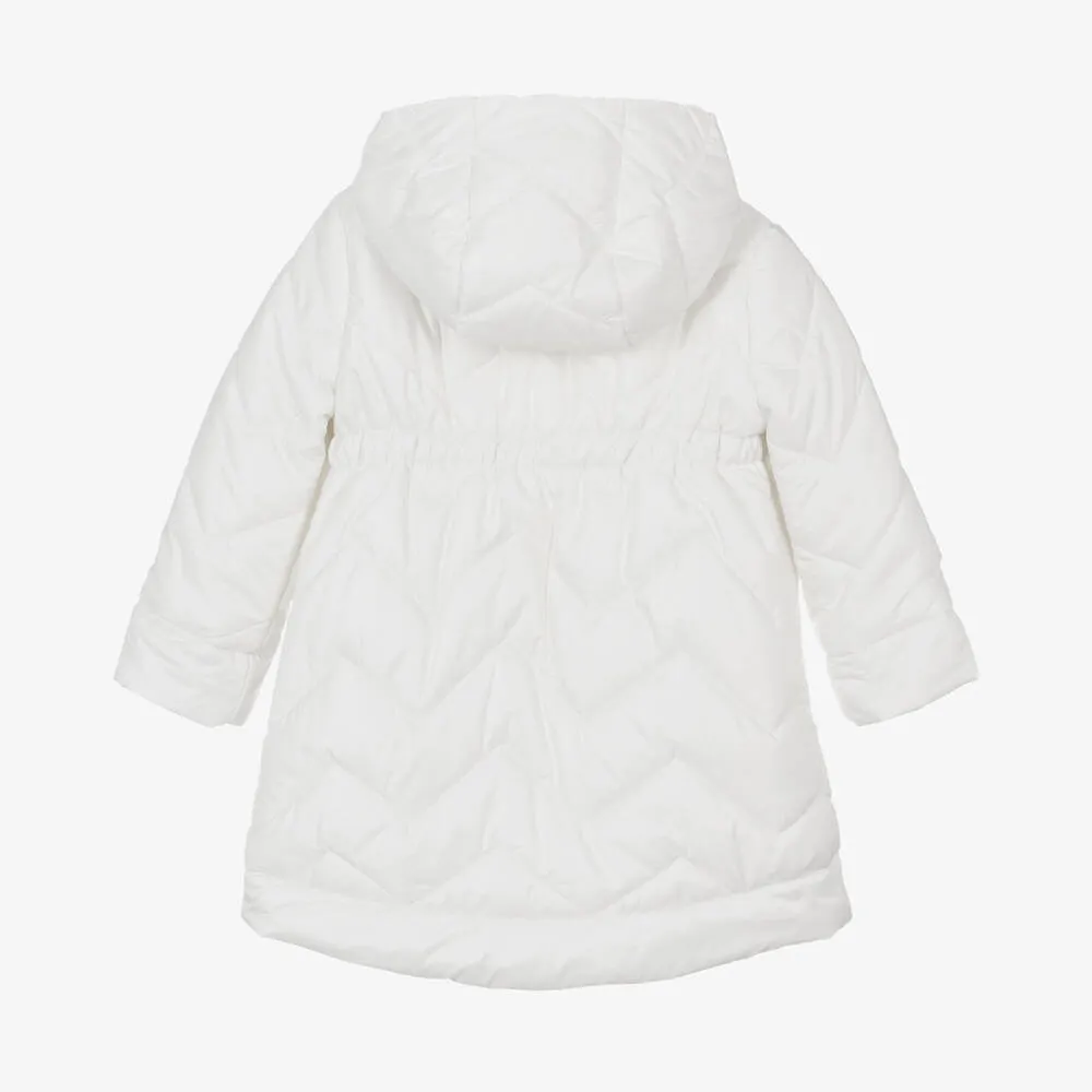 Girls Ivory Padded Hooded Coat