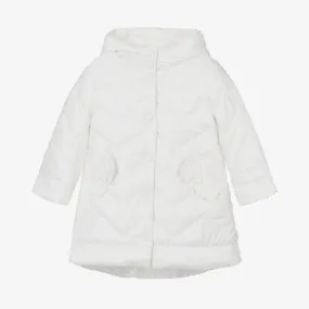 Girls Ivory Padded Hooded Coat